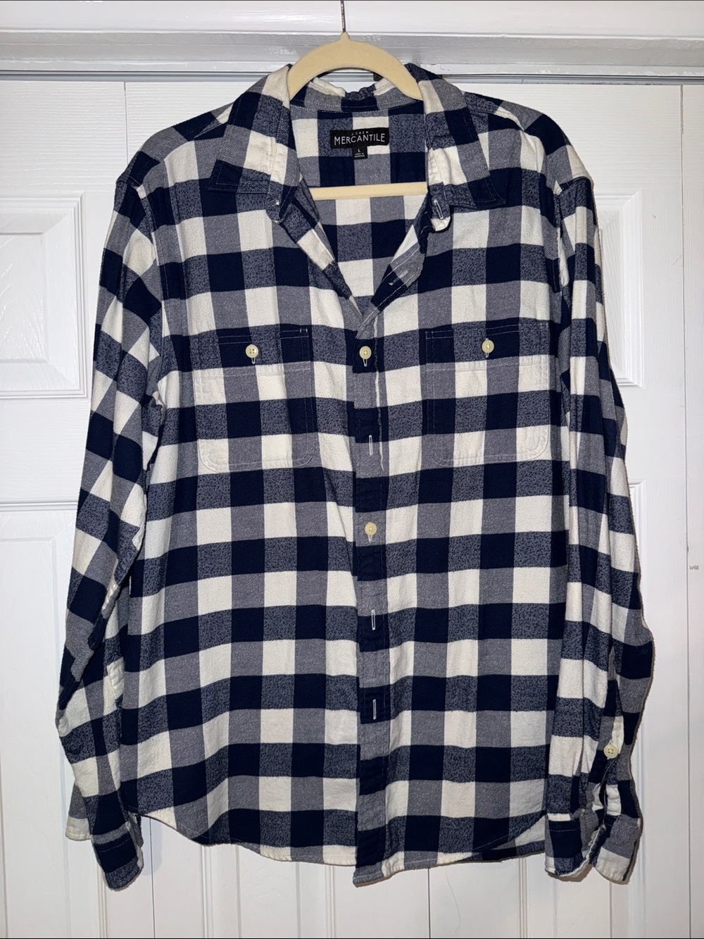 Navy & White Check Button-Up Shirt